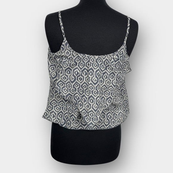 Gap Geometric Ruffle Cami Top Adjustable Straps Navy White XS Fits Like Small - Picture 3 of 9
